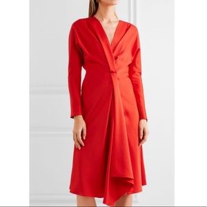 Victoria Beckham Red Drape A Line Dress